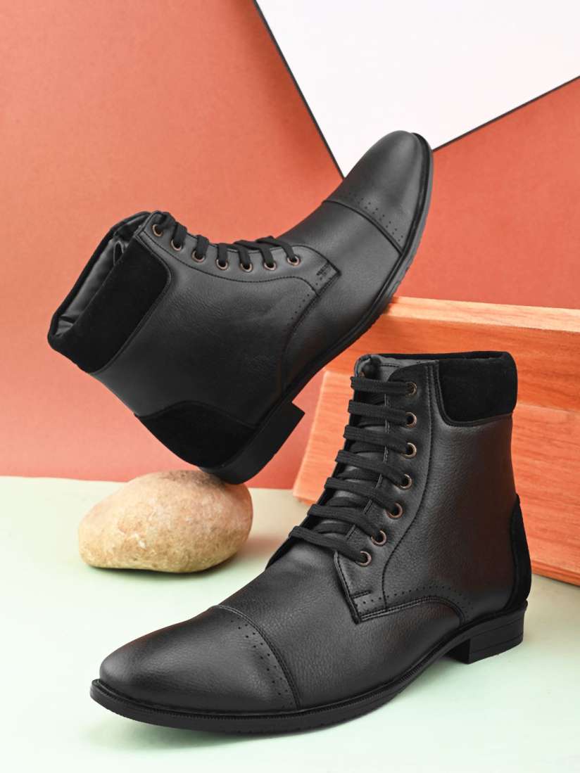 Stacked heel mens boots sales