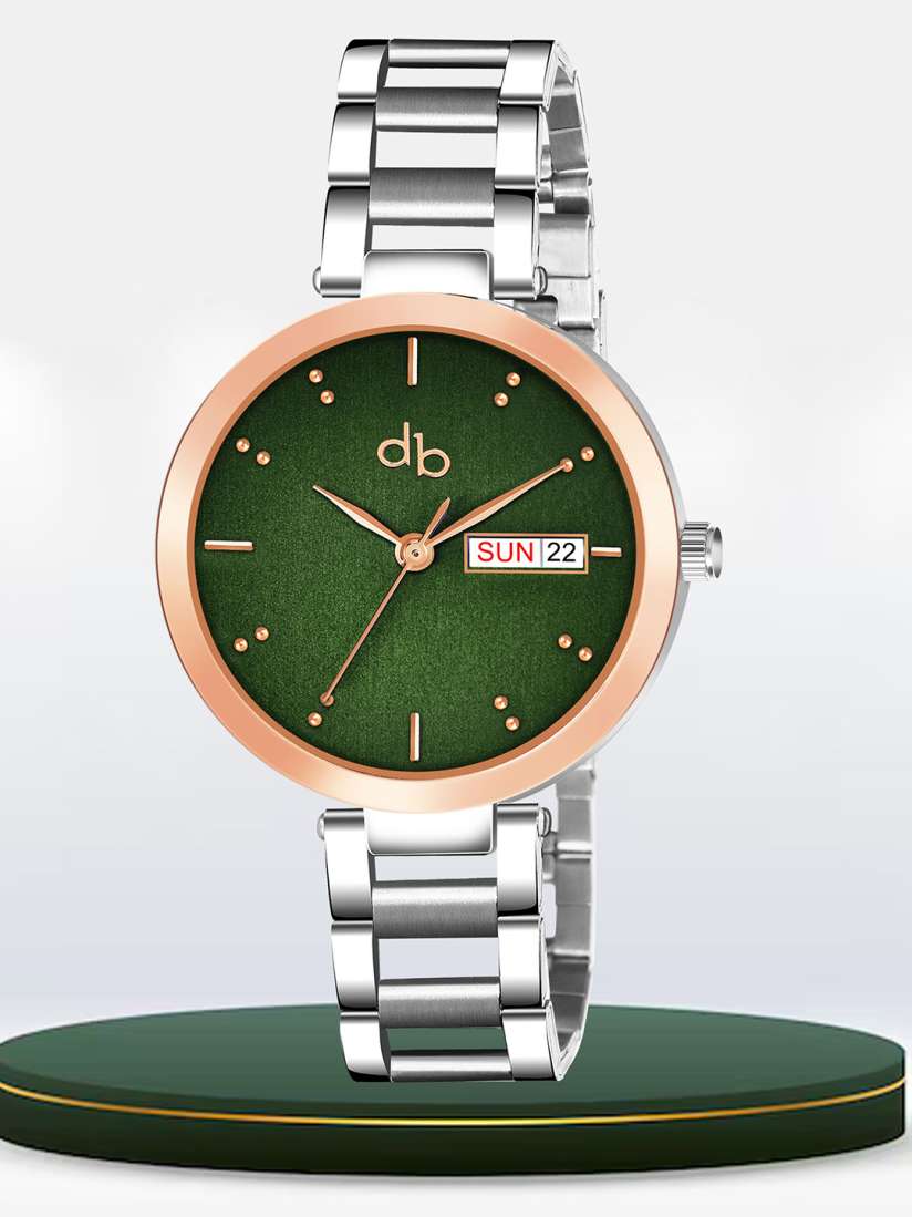 Buy DressBerry Women Brass Embellished Dial Stainless Steel Straps Analogue Watch DB 030 Green Watches for Women 30935785 Myntra