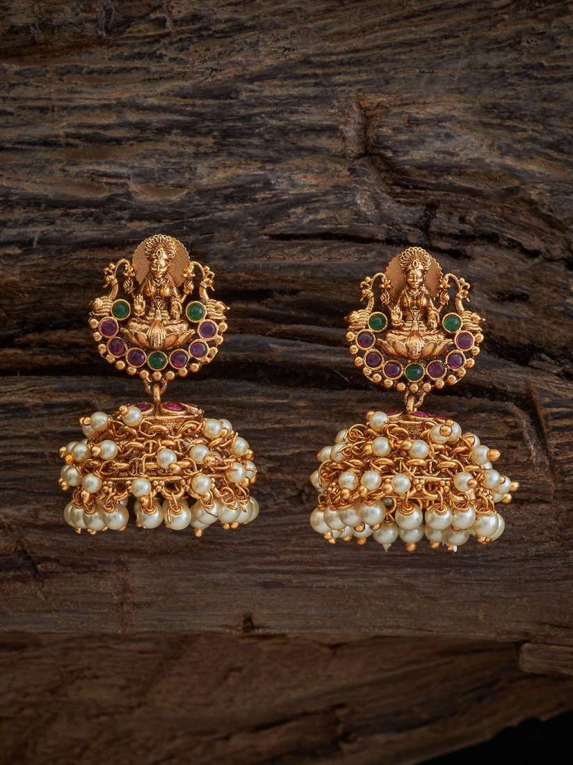 Buy Kushal s Fashion Jewellery Gold Plated Dome Shaped Artificial Beads Antique Jhumkas Earrings for Women 30974477 Myntra