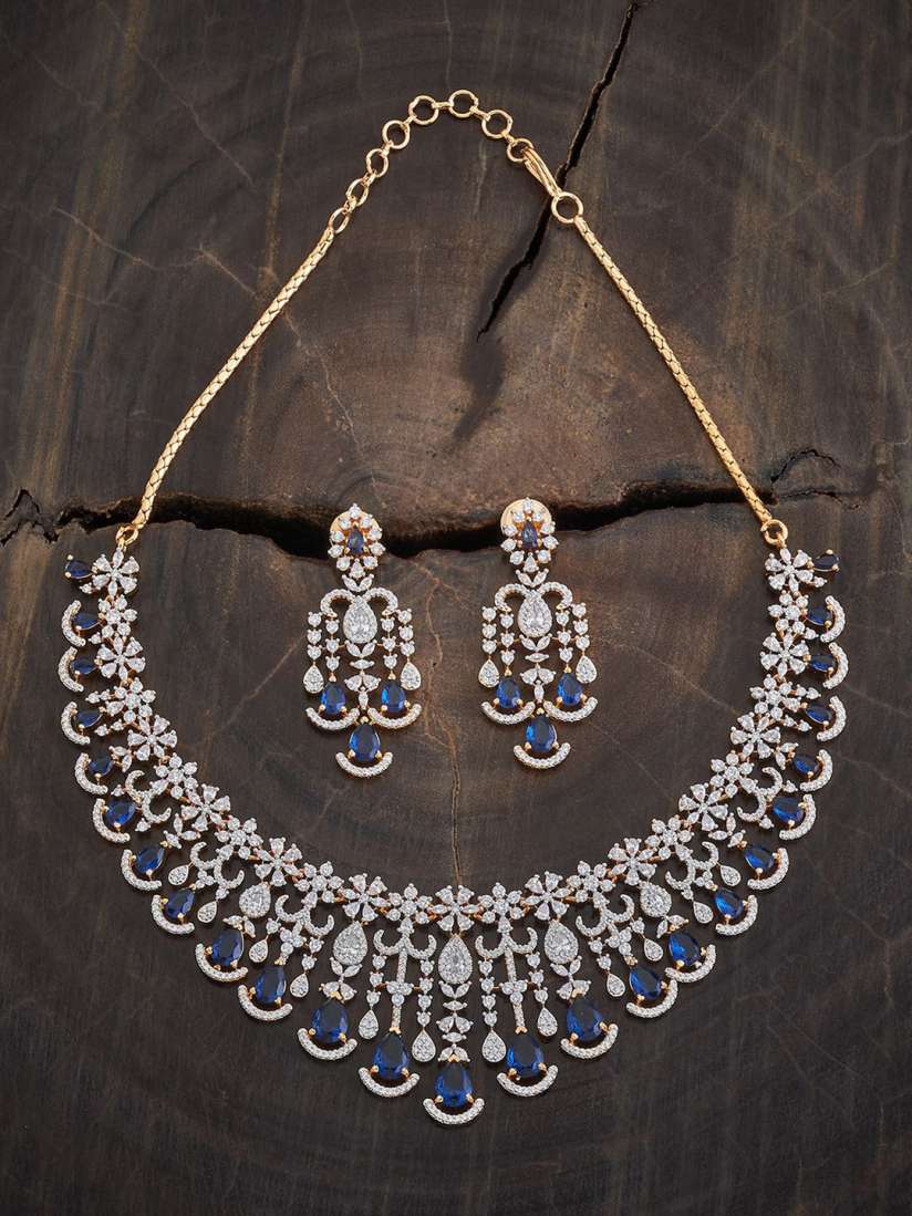 Buy Kushal s Fashion Jewellery Gold Plated Cubic Zirconia Studded Necklace and Earrings Jewellery Set for Women 30975384 Myntra