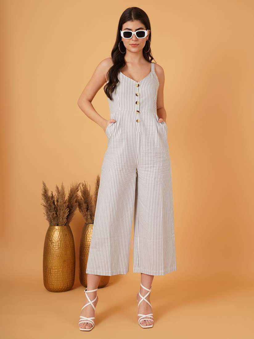 Buy HOUSE OF KKARMA Striped Capri Jumpsuit Jumpsuit for Women 30965508 Myntra
