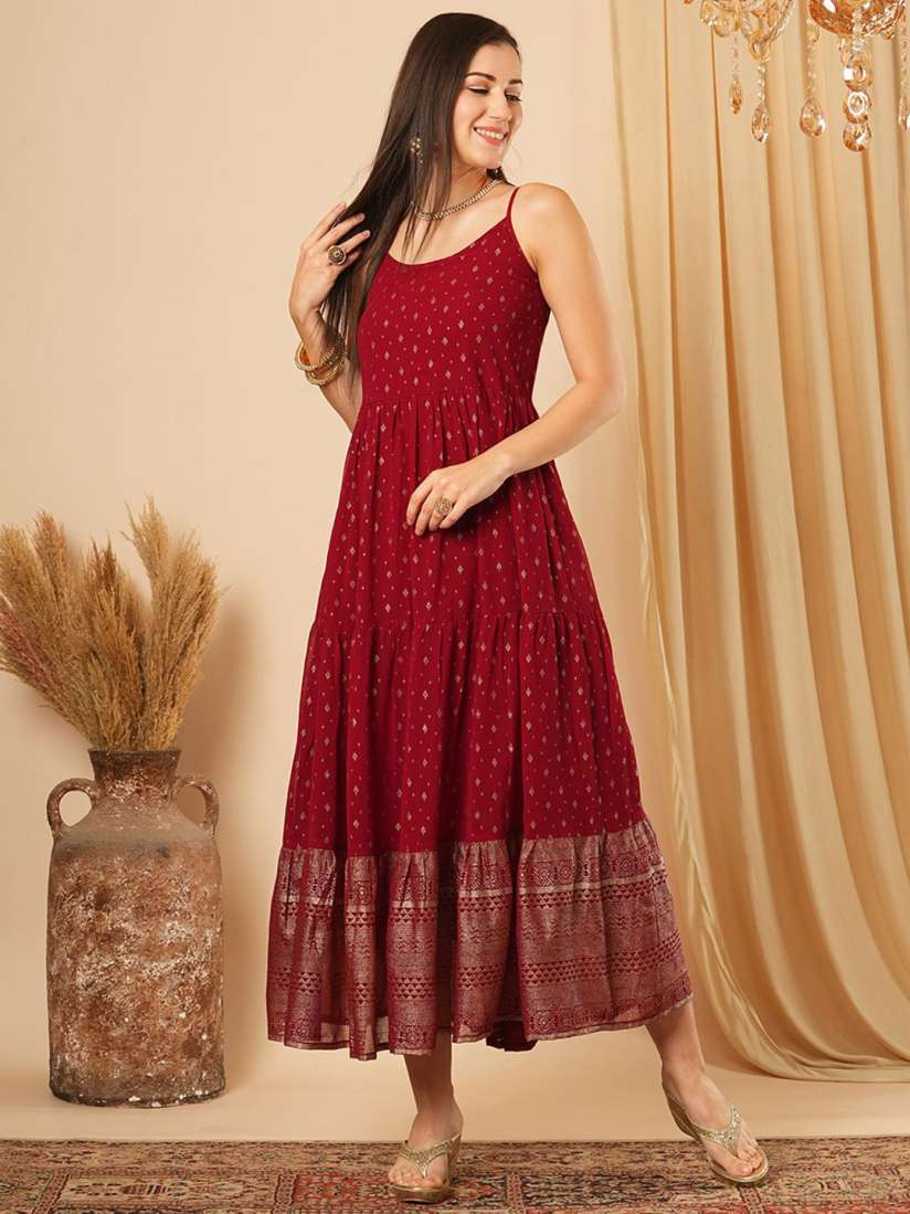 Buy Globus Printed Fit Flare Maxi Ethnic Dresses Ethnic Dresses for Women 30986632 Myntra