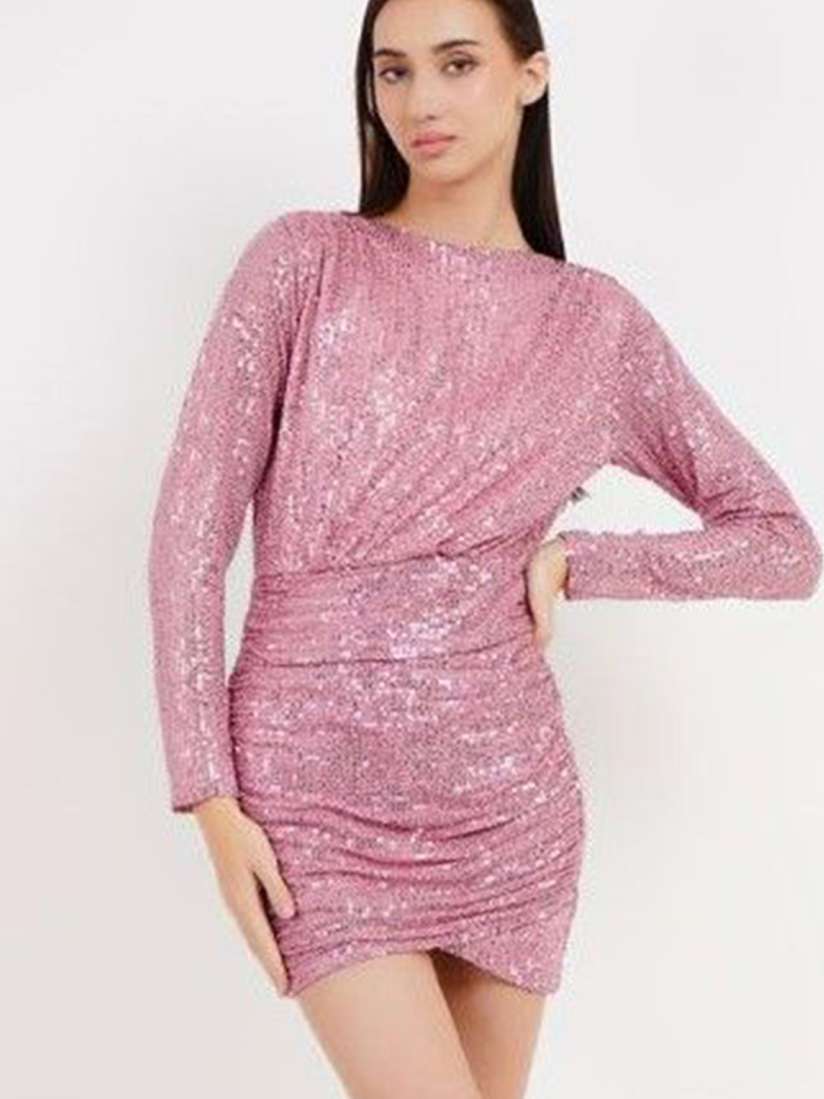 Buy Womenue Women Glamorous Glow Ruched Sequin Bodycon Dress Dresses for Women 30976106 Myntra