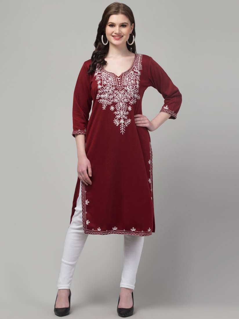Buy Trend Level Women Embroidered Woollen Kurta Kurtas for Women 30994013 Myntra