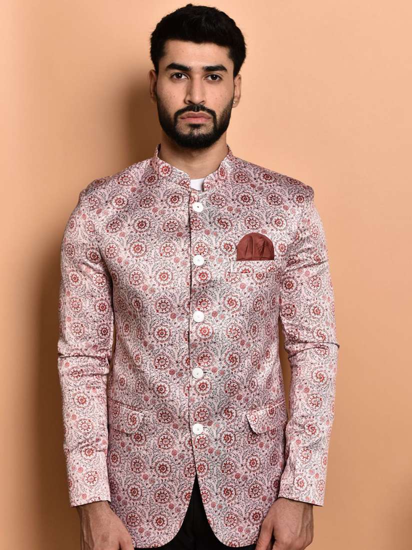 Printed bandhgala blazer sale