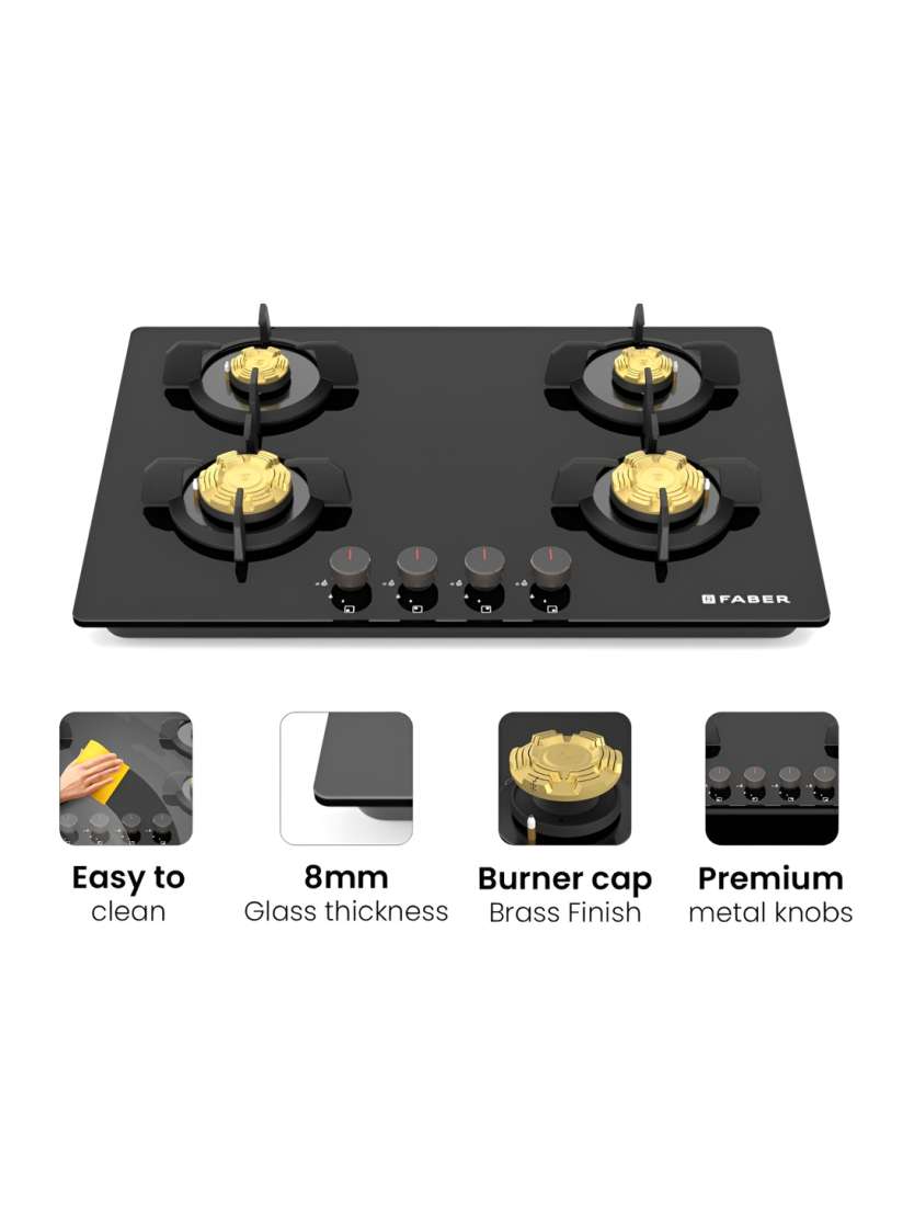 Buy FABER Black Glass 4 Burner Metal Glass Top Gas Stove Gas Stove for Unisex 31023325 Myntra