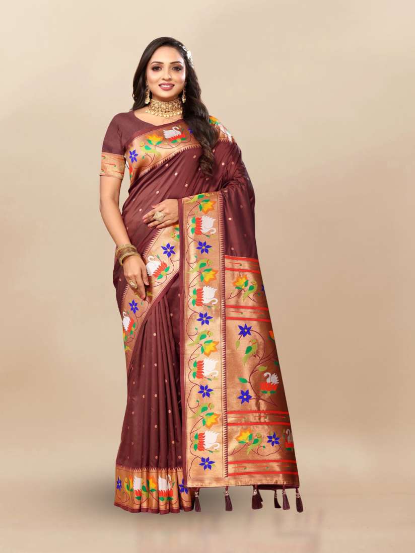 Buy MOKSHA DESIGNS Ethnic Motifs Woven Design Zari Pure Silk Paithani Saree Sarees for Women 30986985 Myntra