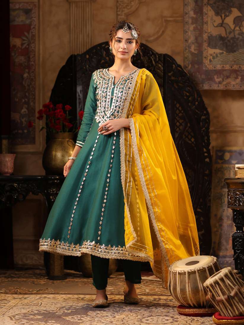 Silk anarkali kurta sales