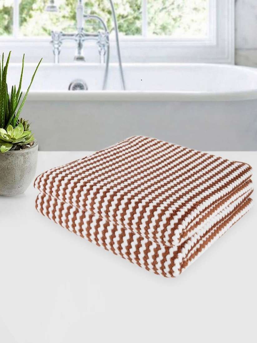 Buy Myntra Elegant Homes Brown 2 Pieces Striped Microfiber 350 GSM Bath Towel Bath Towels for Unisex 31025472 Myntra