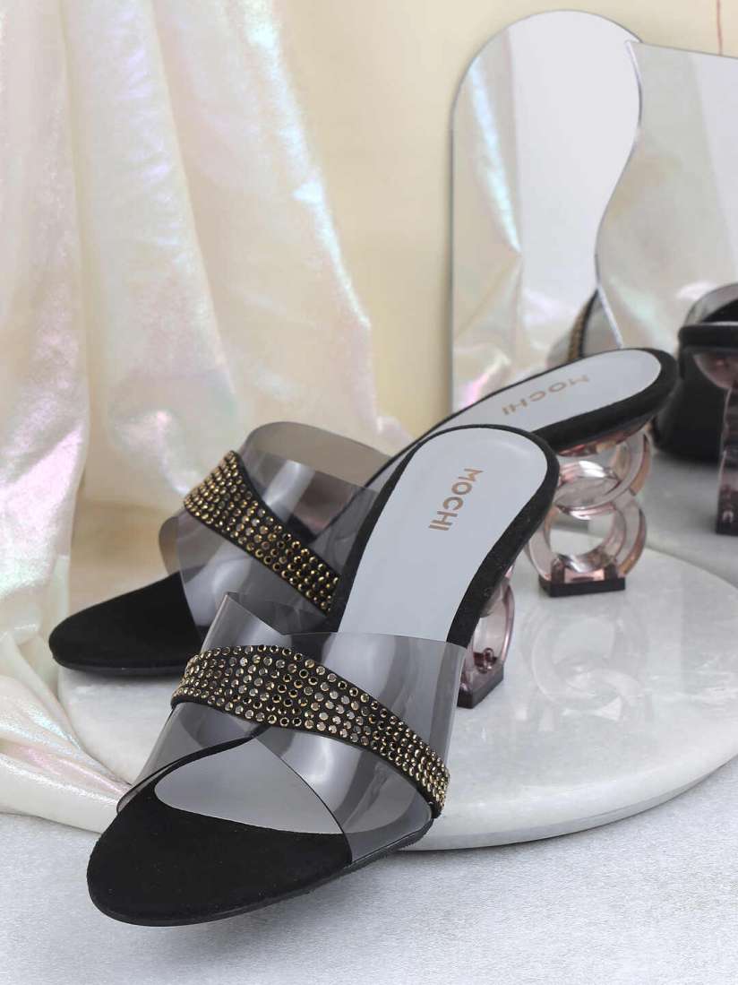 Buy Mochi Embellished Block Sandals Heels for Women 30992985 Myntra