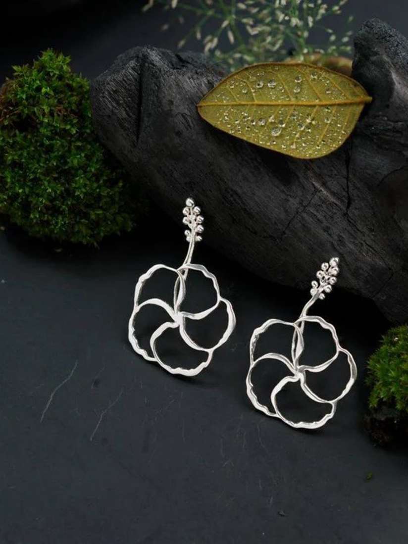 Buy House of Aadyaa 92.5 Sterling Silver Floral Drop Earrings Earrings for Women 30951412 Myntra