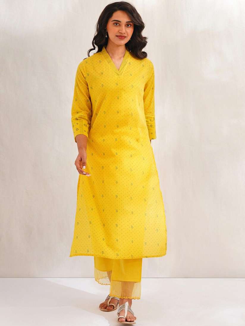 Buy JAYPORE Ethnic Motifs Printed V Neck Cotton Straight Kurta Kurtas for Women 31019266 Myntra