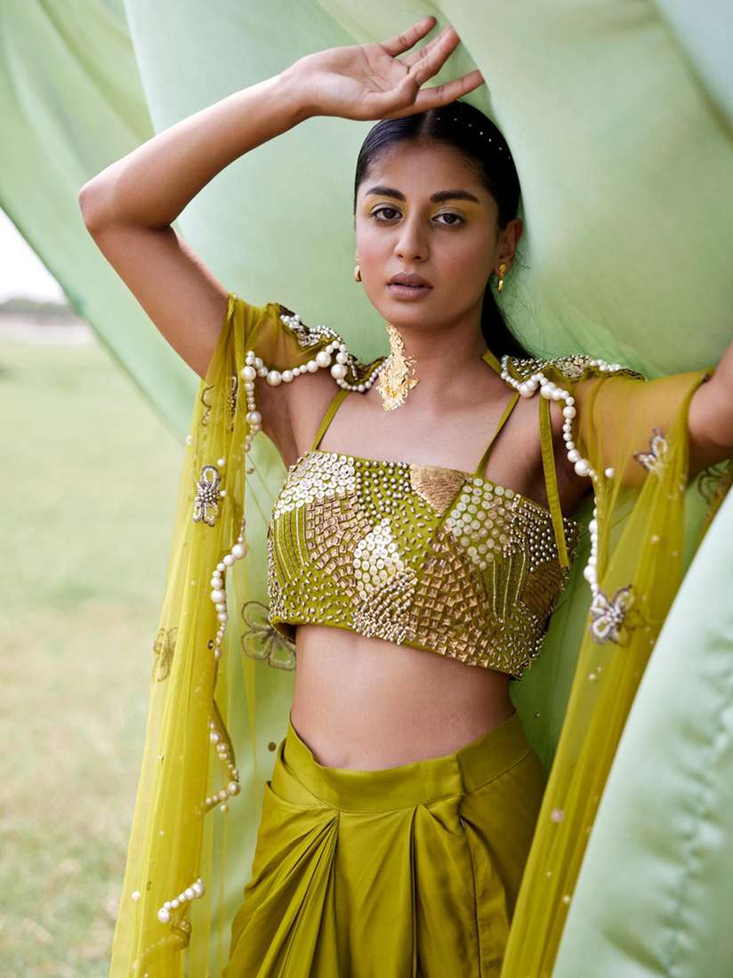 Buy AMROOD Embroidered Crop Top & Skirt With Jacket - Co-Ords for  