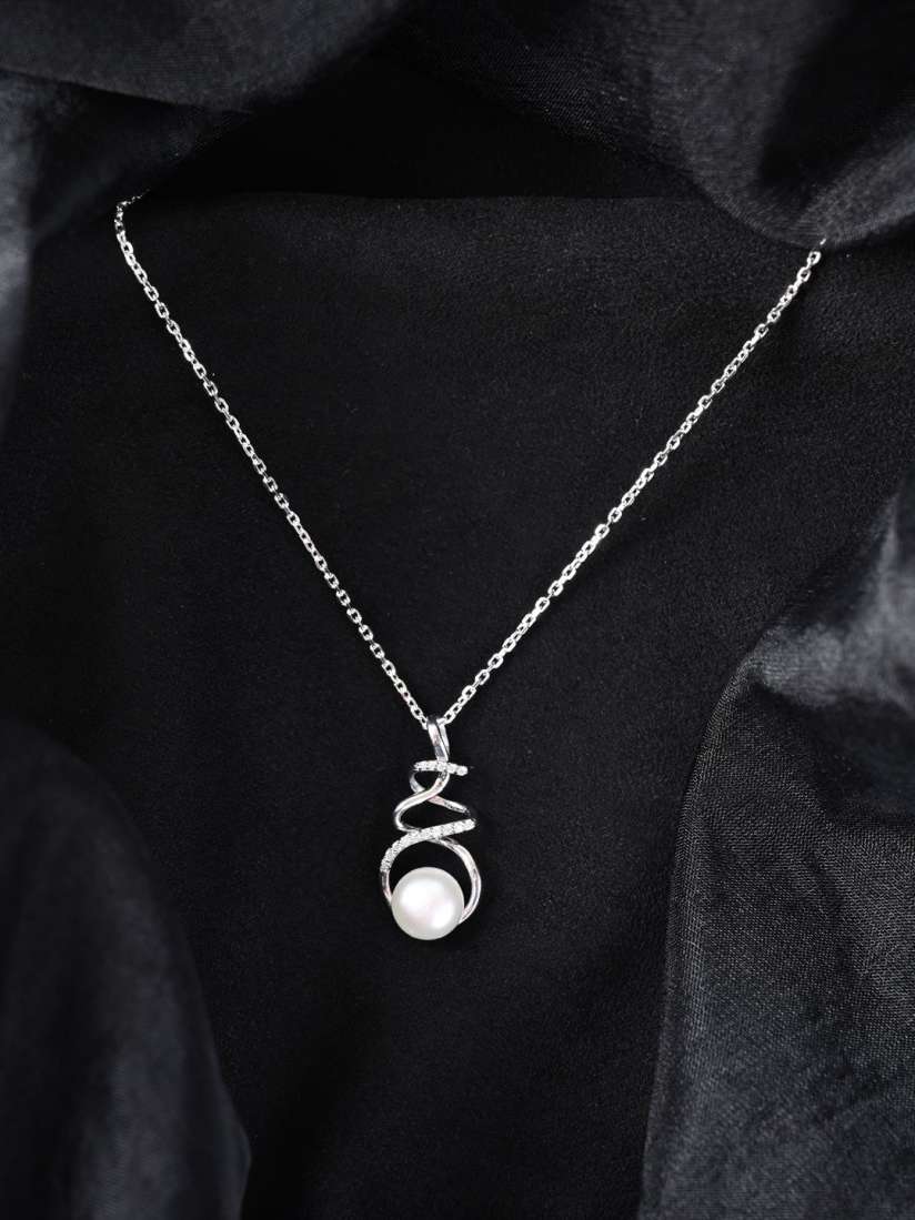 Buy Clara Rhodium Plated 925 Sterling Silver Pearls Pendant with Chain Pendant for Women 31018628 Myntra