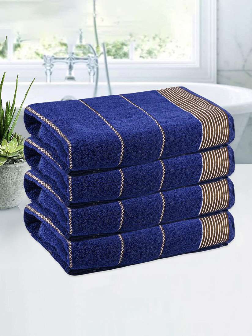 Buy Kuber Industries Blue White 4 Pieces Striped Cotton 450 GSM Bath Towel Bath Towels for Unisex 30816022 Myntra