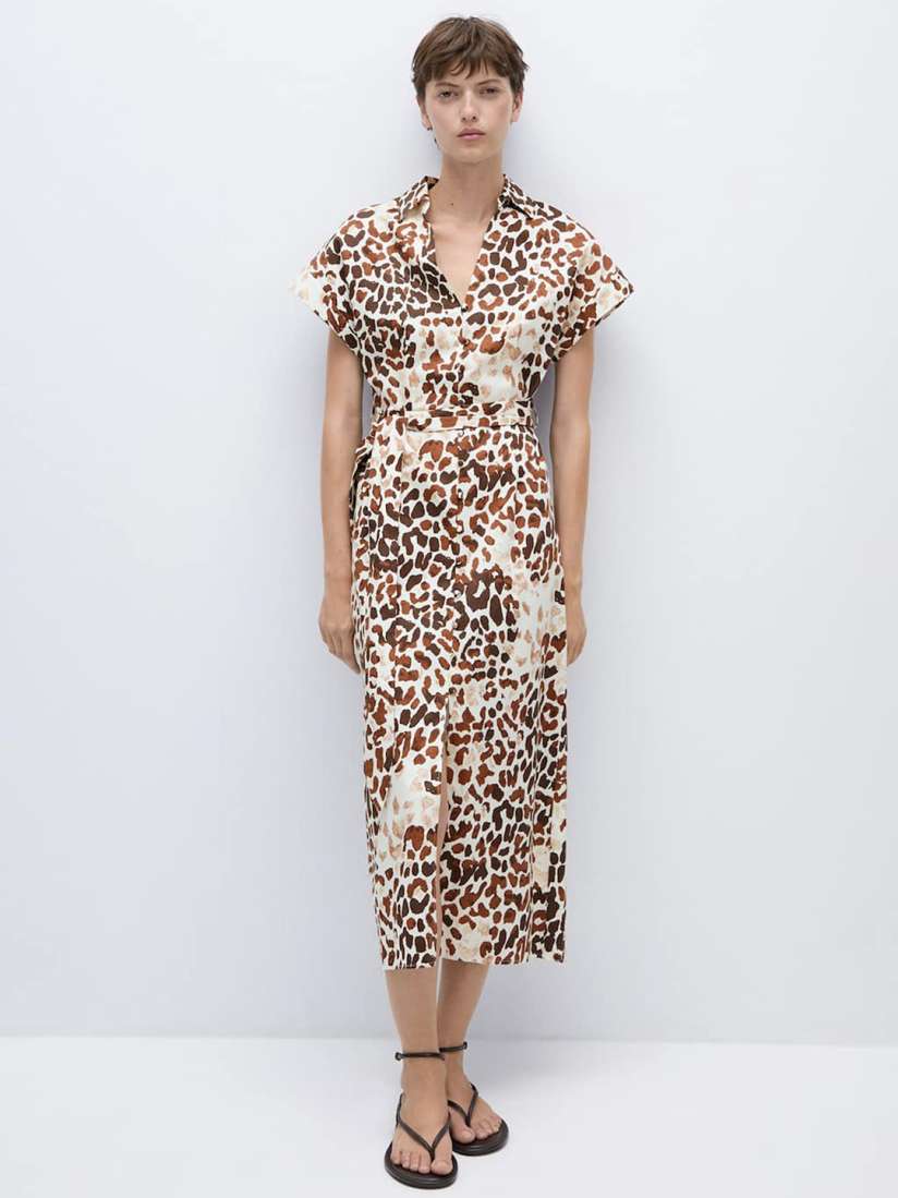 Mango animal print shirt dress shop