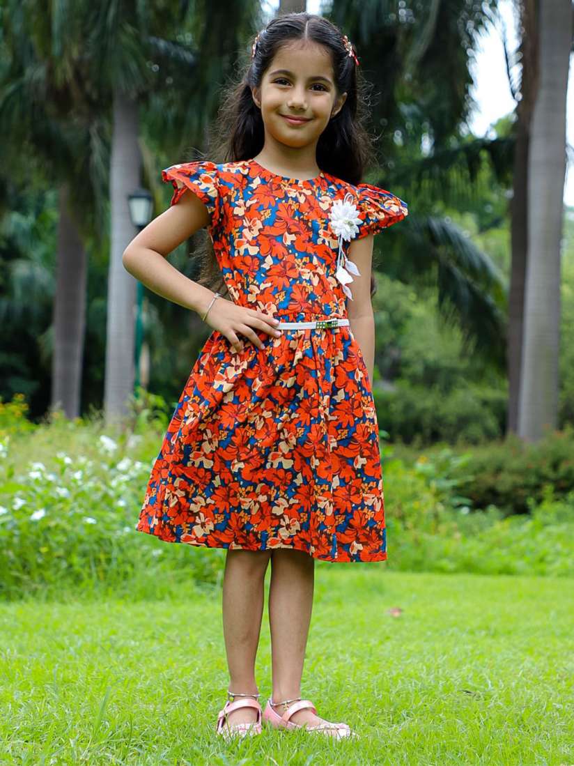 Buy Stuffie Land Girls Floral Printed Flutter Sleeve Fit Flare Dress Dresses for Girls 30788766 Myntra