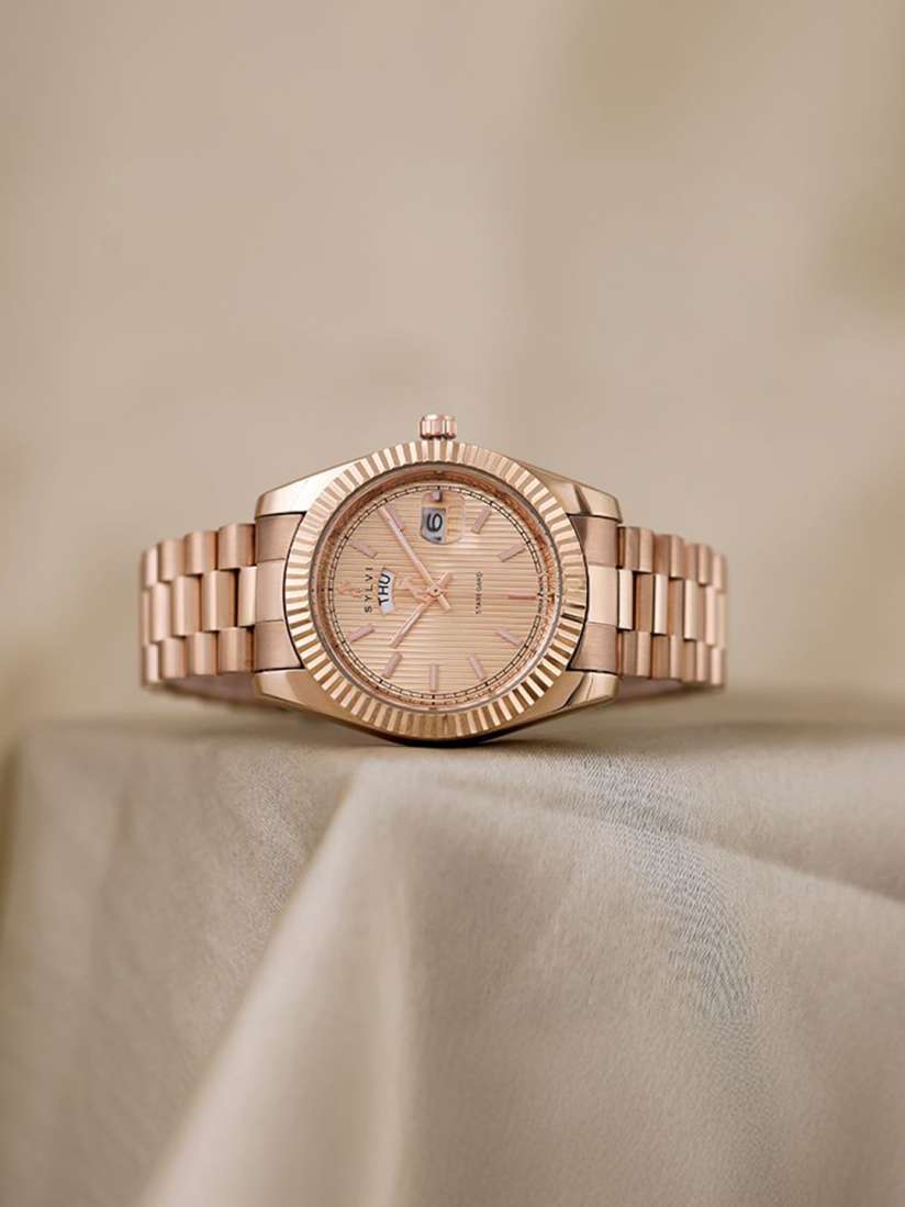 Buy Sylvi Men Patterned Dial Stainless Steel Straps Analogue Multi Function Watch STB Rosegold Watches for Men 30796084 Myntra