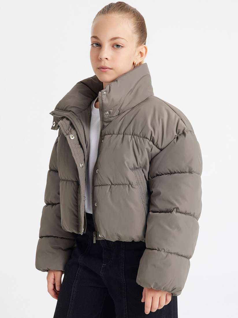 Girls grey puffer jacket store