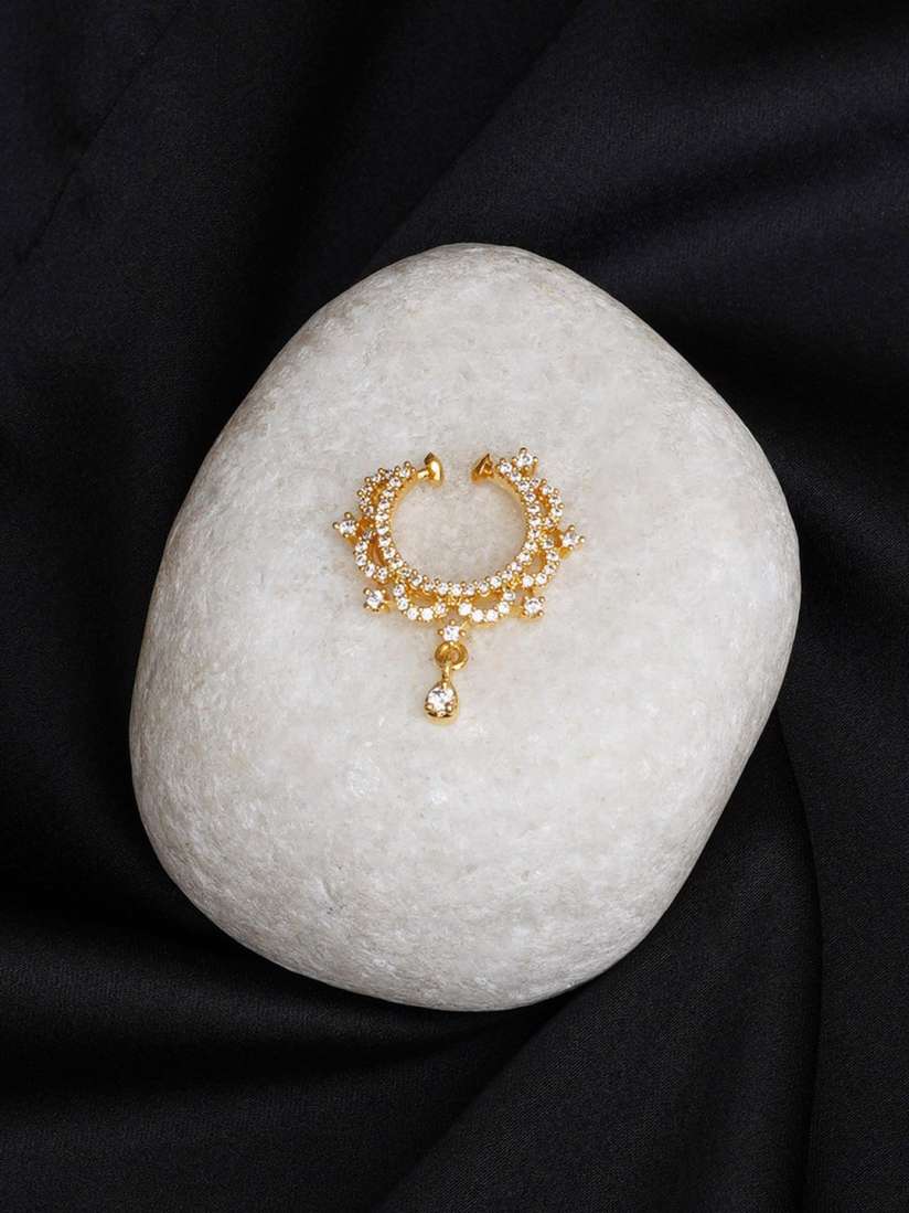 Buy Mali Fionna Gold Plated Stones Studded Nose Ring Nosepin for Women 31021781 Myntra