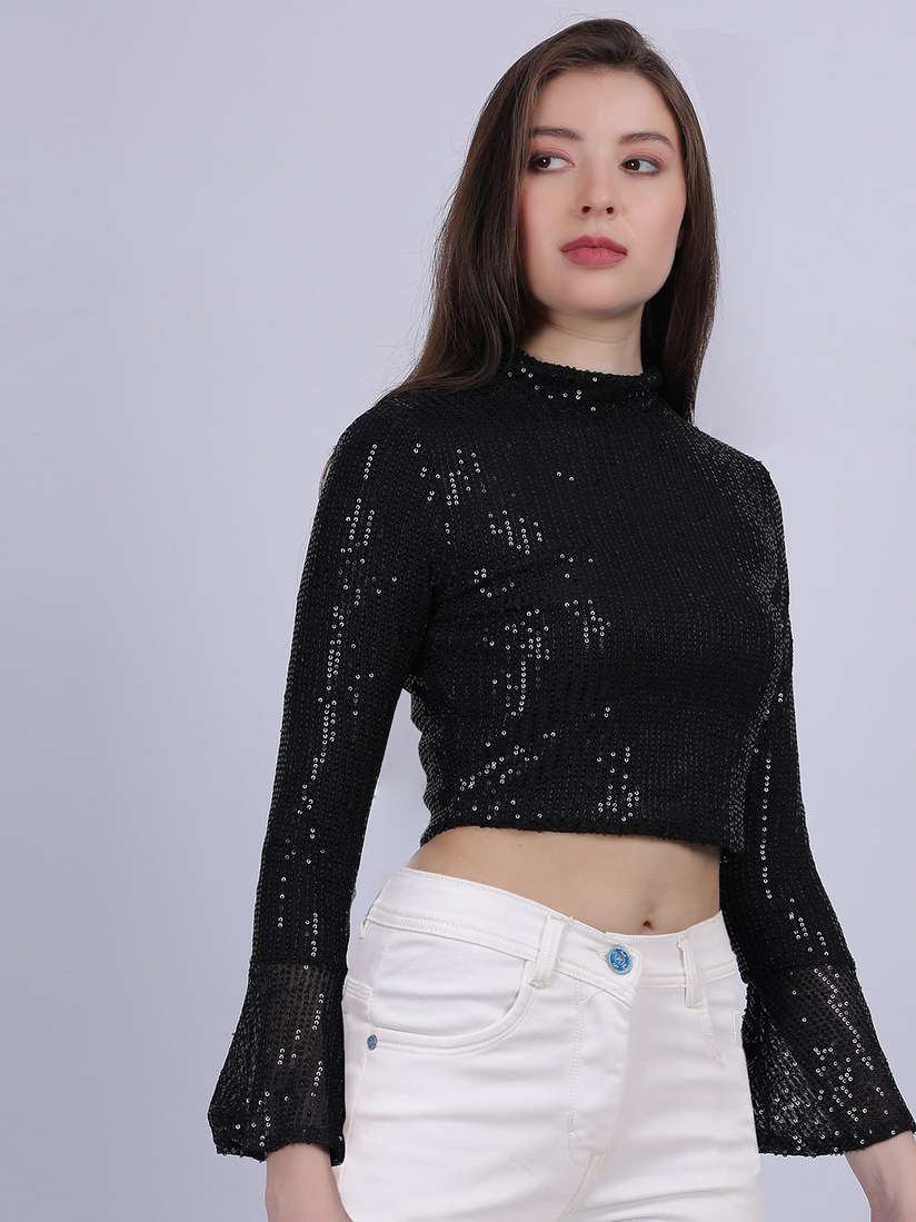 embellished chiffon top