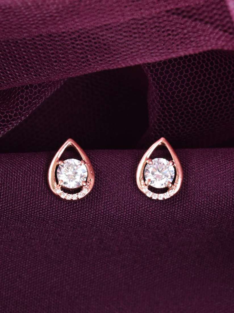 Buy Clara 925 Sterling Silver Rose Gold-Plated CZ Studded