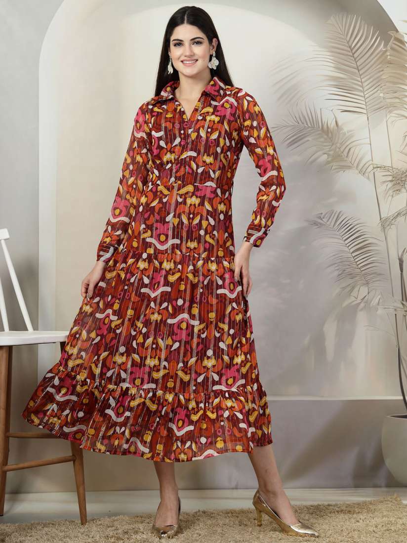 Buy plusS Floral Printed Long Sleeves Maxi Dress Dresses for Women 31032323 Myntra