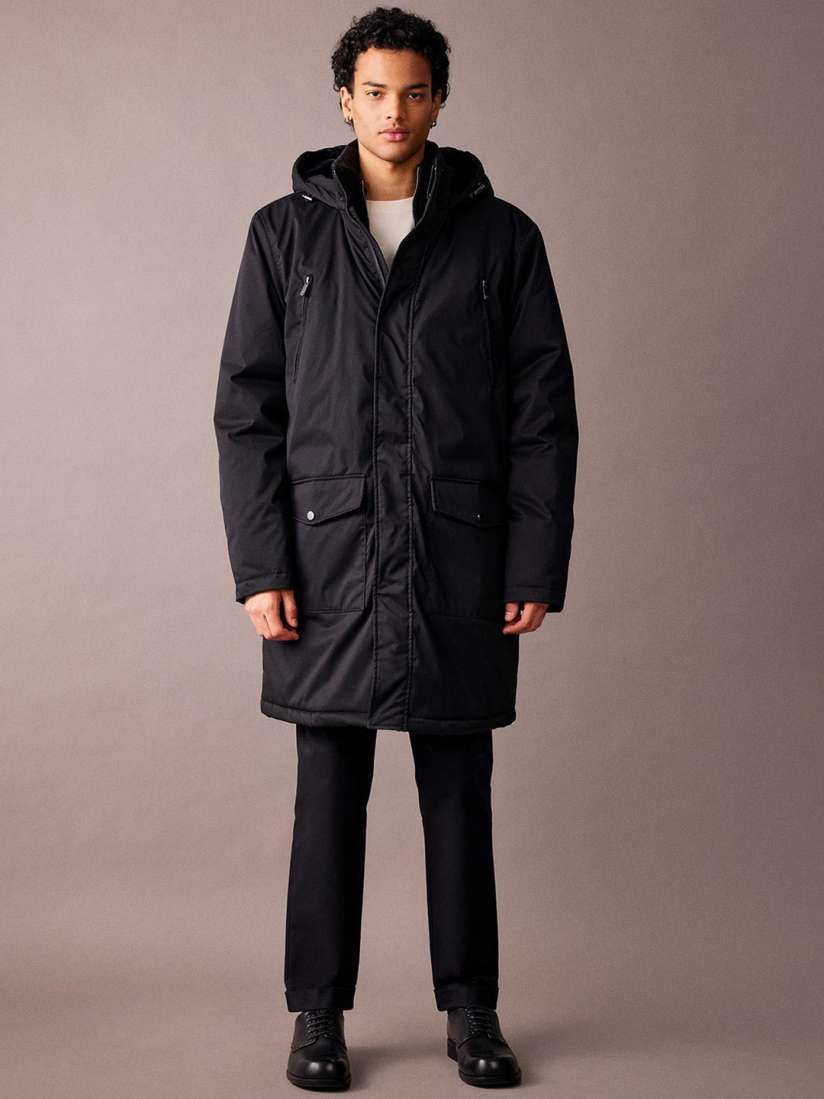 Mens longline parka coat sales