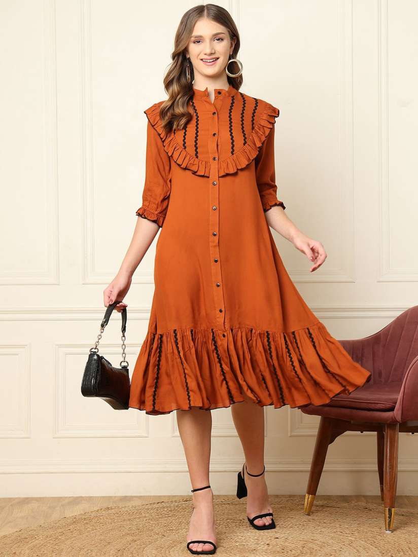 Buy DEEBACO Solid Shirt Midi Dress Dresses for Women 31024797 Myntra
