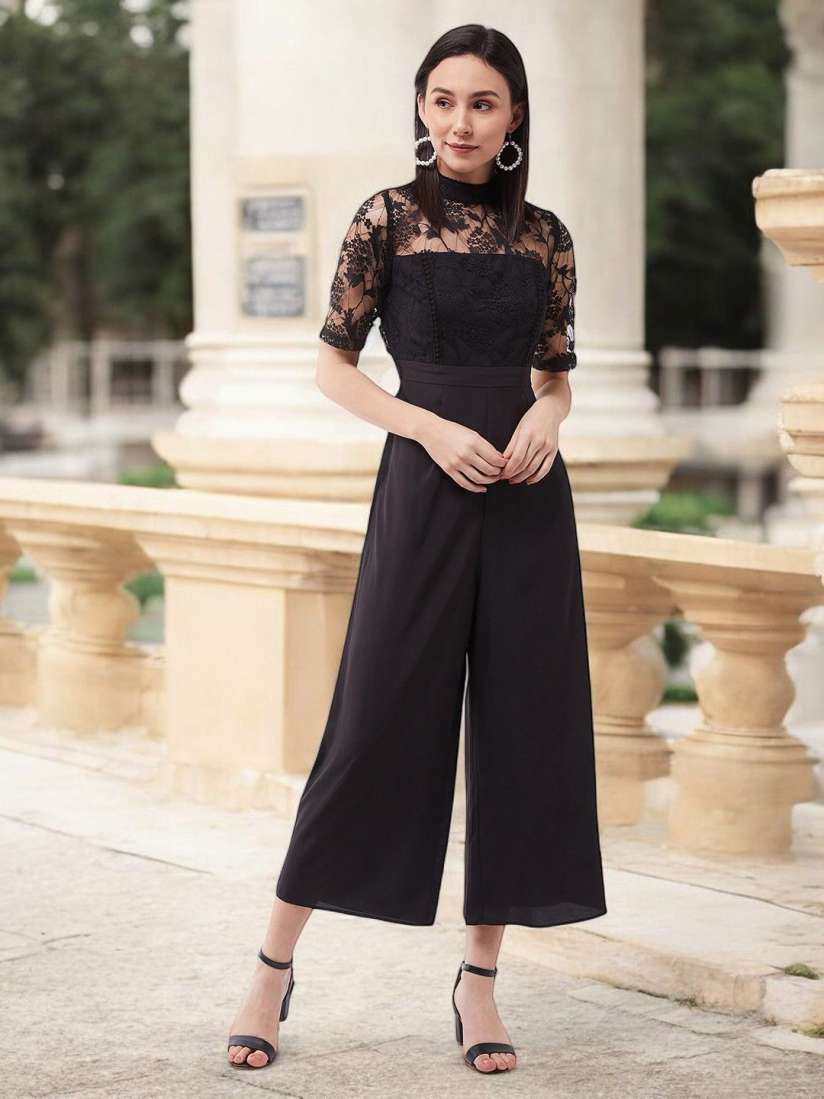 Buy all about you Women High Neck Lace Culotte Jumpsuit Jumpsuit for Women 31036227 Myntra