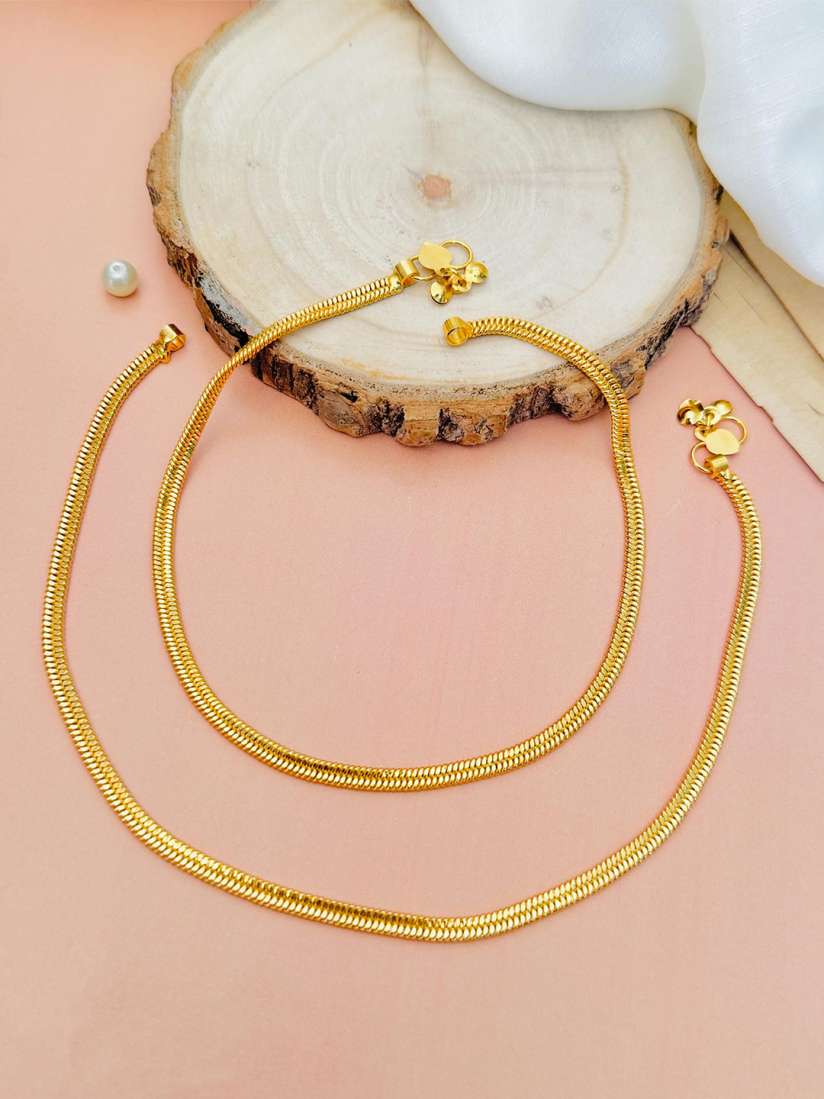 Buy ABDESIGNS Set Of 2 Gold Plated Anklet Anklet for Women 31079001 Myntra