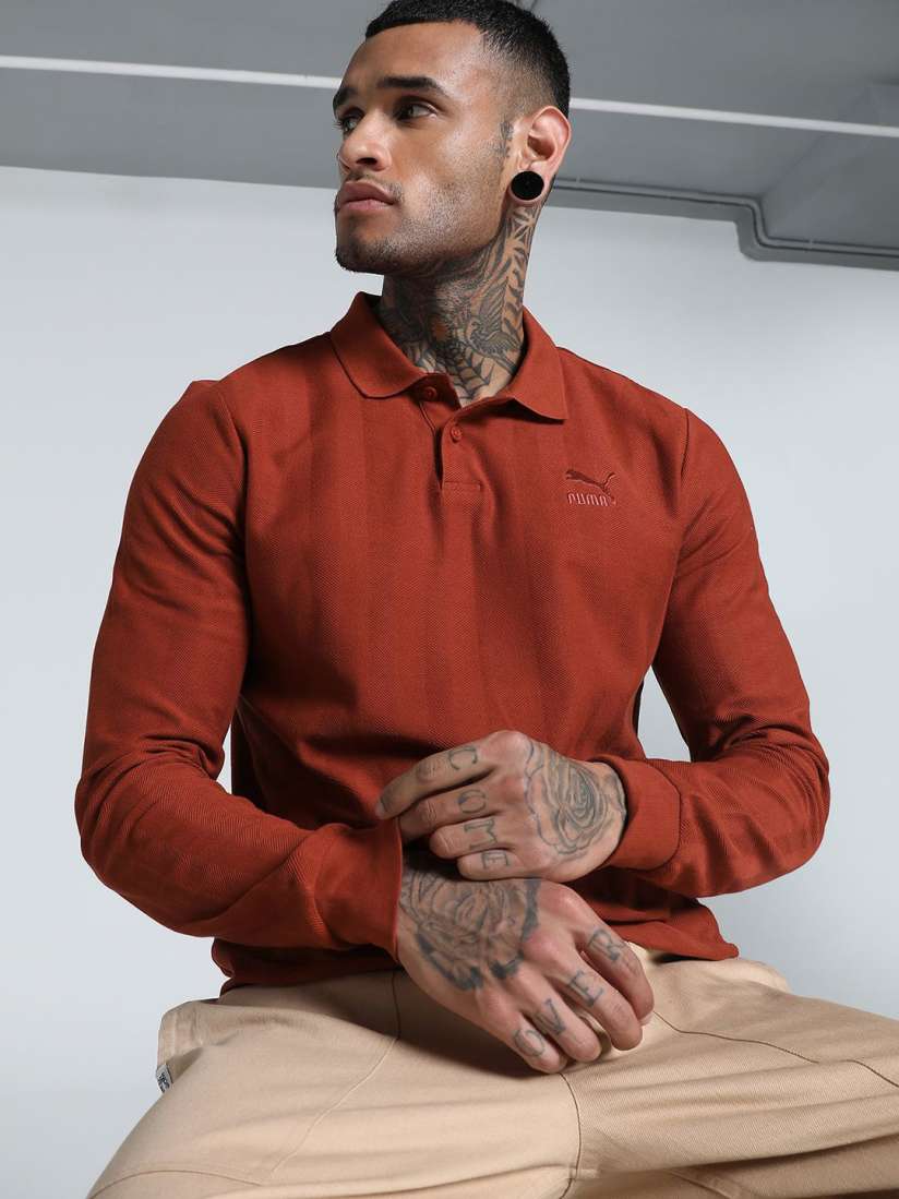 Buy Puma Men Classics Herringbone Solid Polo Cotton T shirt Tshirts for Men 31085352 Myntra