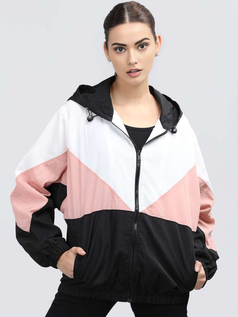Buy The Roadster Lifestyle Co. White Colorblocked Hooded Anti Micro Bacterial Sporty Jacket Jackets for Women 31062064 Myntra
