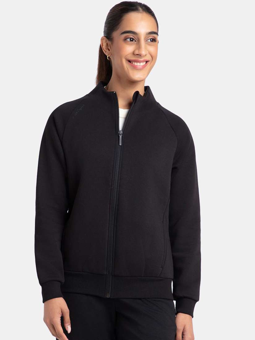 Buy Jockey Super Combed Cotton Relaxed Fit Full Zip High Neck Jacket with Front Pockets U108 Jackets for Women 31065871 Myntra
