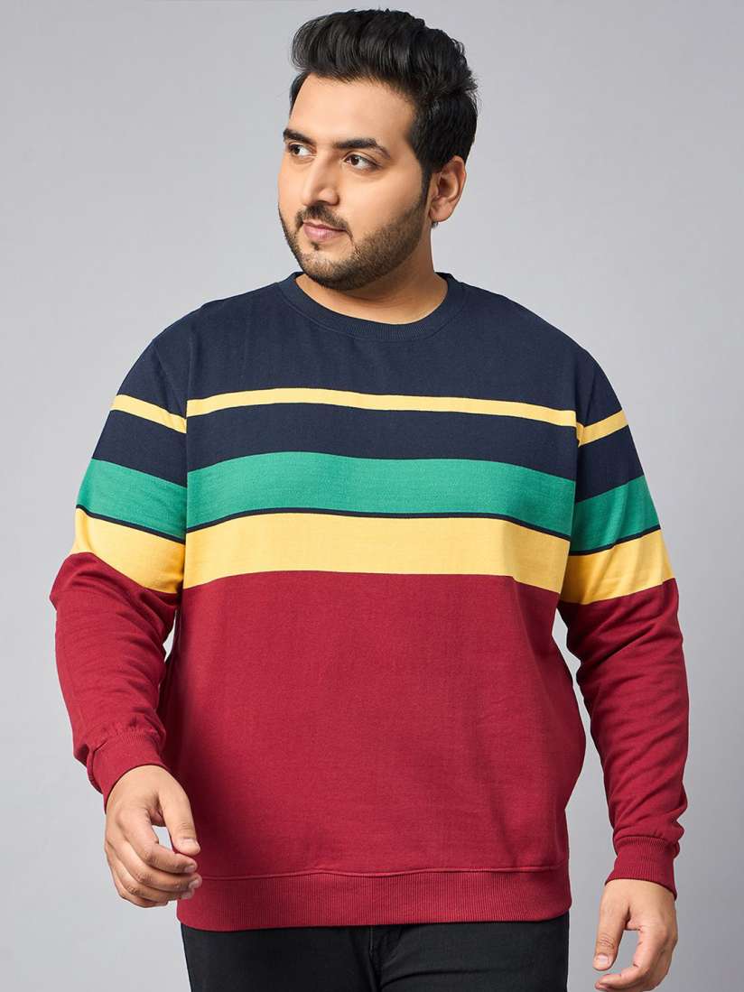 Buy AUSTIVO Men Colourblocked Round Neck Fleece Plus Size Pullover Sweatshirt Sweatshirts for Men 31104436 Myntra