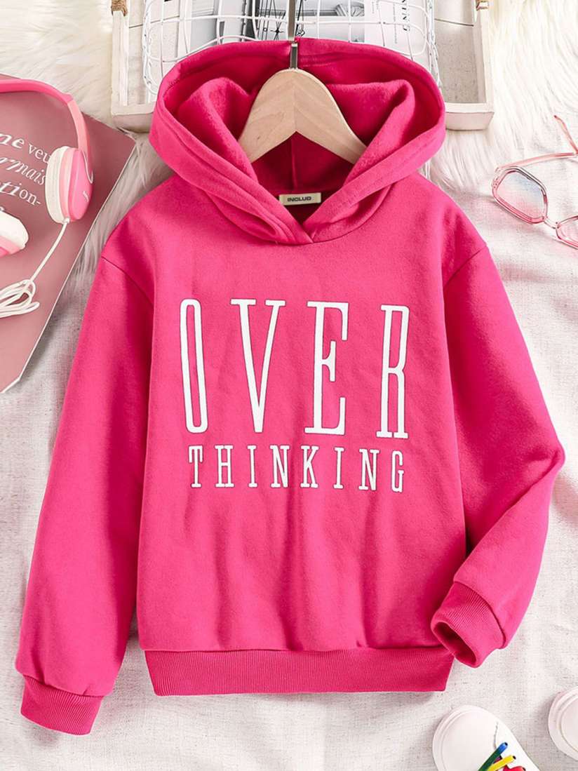 Buy INCLUD Girls Typography Printed Hood Cotton Pullover Sweatshirt Sweatshirts for Girls 31078635 Myntra