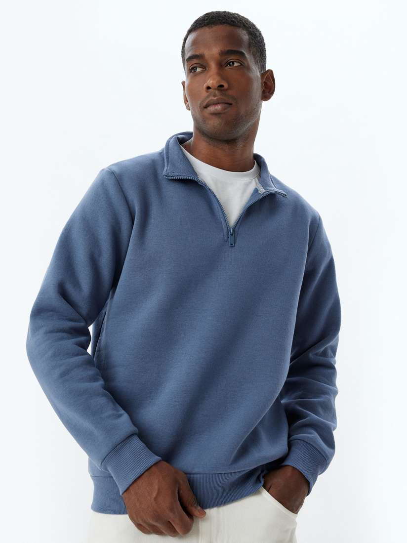 Buy Koton Men Solid Mock Collar Cotton Pullover Sweatshirt Sweatshirts for Men 31106108 Myntra
