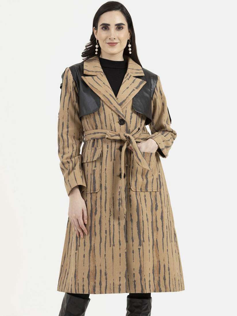 Womens Coats Check Print Trench Coat Buy Owncraft Women Printed