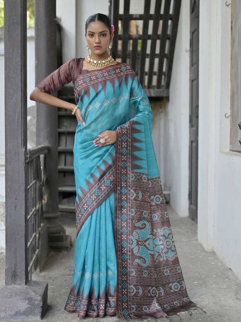 Myntra tussar silk saree clearance