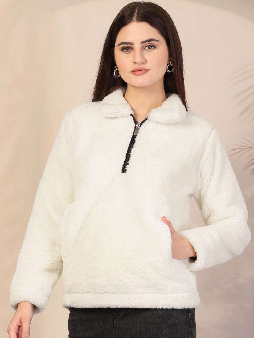 Buy KLOTTHE Women Solid Spread Collar Woolen Fur Winter Jacket Jackets for Women 31116366 Myntra