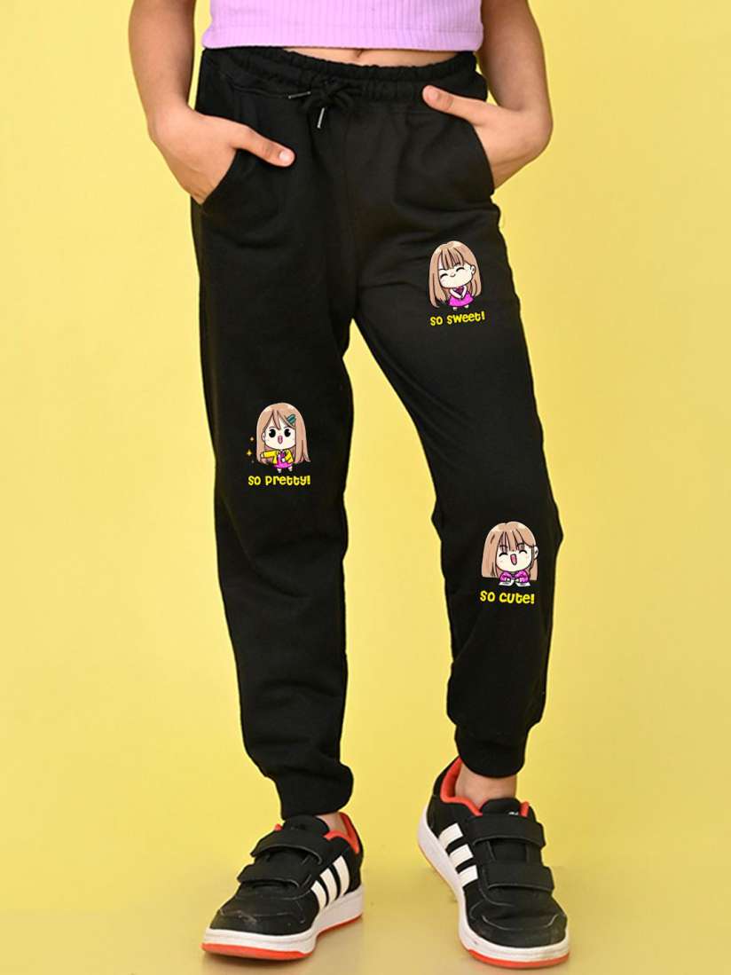 Buy NUSYL Girls Printed Cotton Mid Rise Joggers Track Pants for Girls 31103585 Myntra