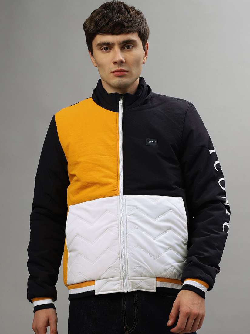 Buy Iconic Men Camouflage Colourblocked Crop Padded Jacket with Embroidered Jackets for Men 31086892 Myntra