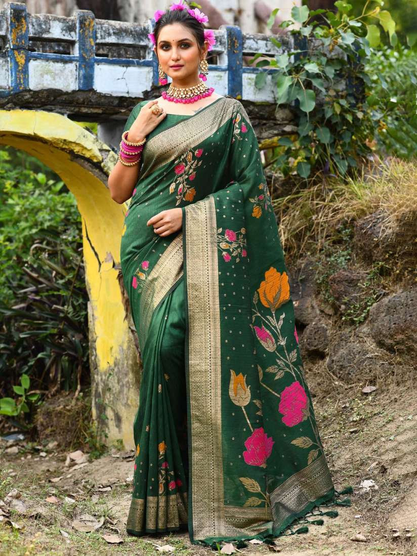 Myntra tussar silk saree shop