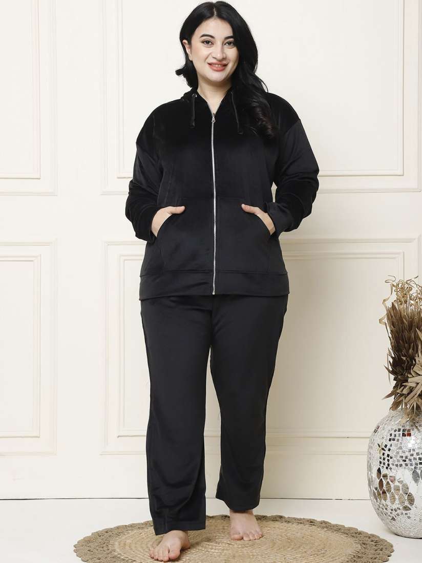 Buy TAG 7 Women Plus Size Velvet Hoodie Night suit Night suits for Women 31105706 Myntra