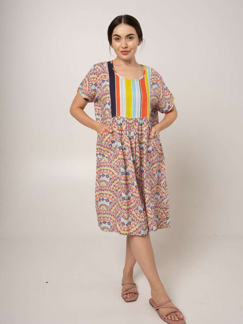 Buy Fabulous Women Abstract Printed Fit Flare Knee Length Dress Dresses for Women 31113649 Myntra