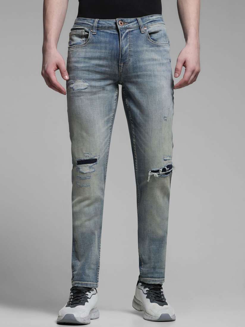 Low Rise Jeans Heavy Ripped Skinny Jeans Jack Jones Men Slim