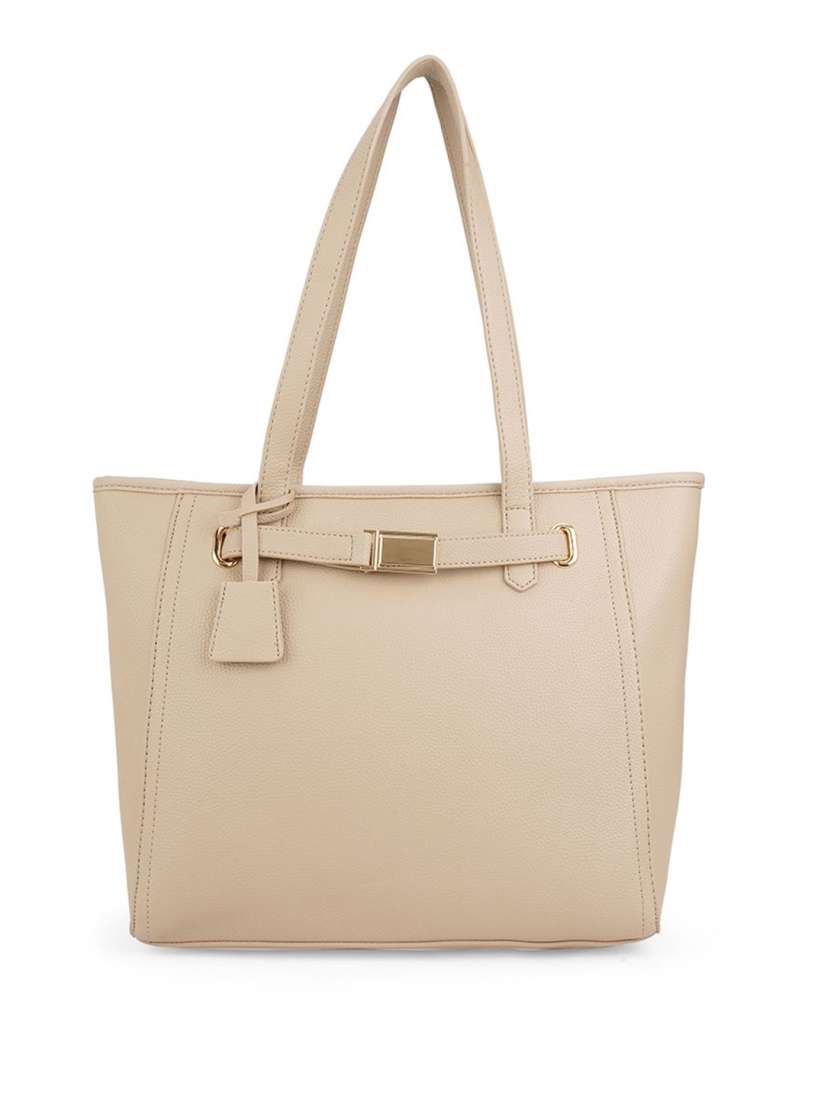Buy Globus Women Beige Textured Buckle Detail Double Workwear Handle Tote Bag Handbags for Women 31131951 Myntra