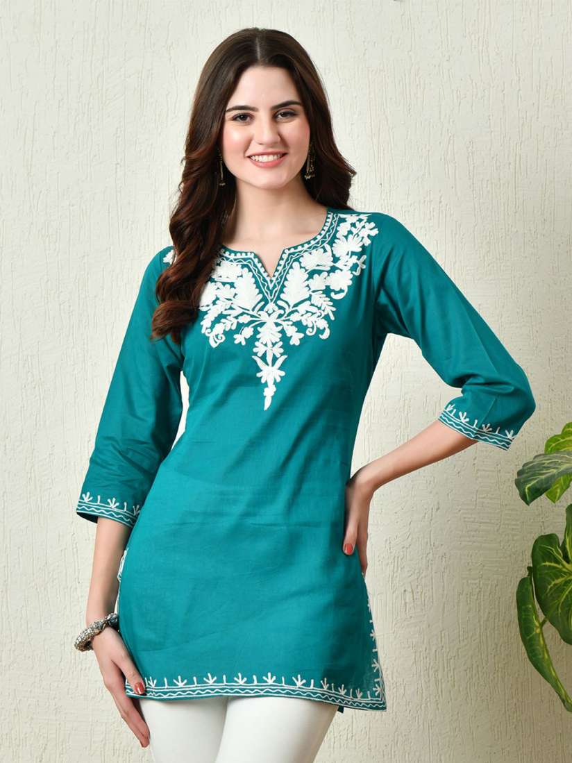 Buy RIYA Women Floral Embroidered Thread Work Pure Cotton Kurti Kurtis for Women 31128473 Myntra