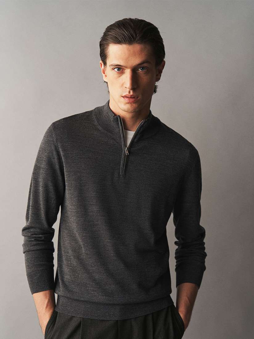 Buy H&M Slim Fit Zip-Top Merino Wool Jumper Sweaters for Men