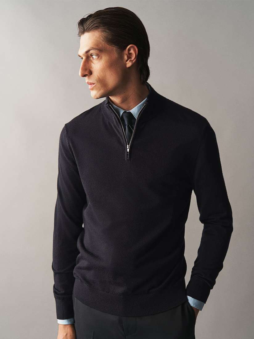 Slim Fit Black Merino Wool Jumper Reiss Slim Fit Merino Wool Roll